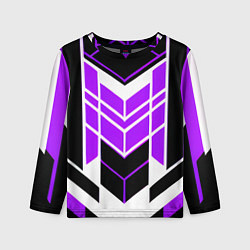 Лонгслив детский Purple and black stripes on a white background, цвет: 3D-принт