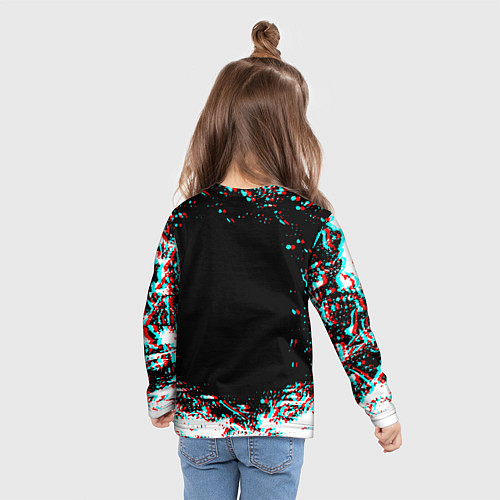 Детский лонгслив Российская империя герб глитч / 3D-принт – фото 6