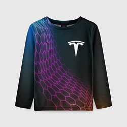 Лонгслив детский Tesla neon hexagon, цвет: 3D-принт
