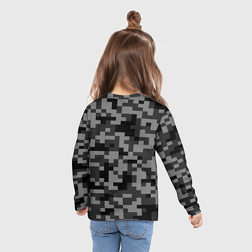 Детский лонгслив Камуфляжные пиксели блэк / 3D-принт – фото 6