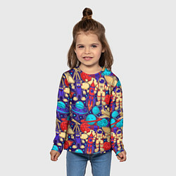 Лонгслив детский Космические мультяшные персонажи, цвет: 3D-принт — фото 2