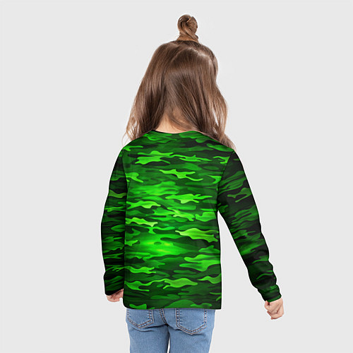 Детский лонгслив Зелёные водоросли-камуфляж / 3D-принт – фото 6