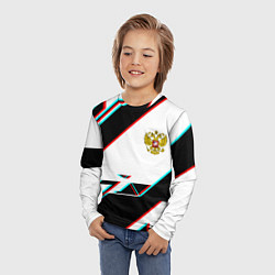 Лонгслив детский Россия спортивная геометрия глитч, цвет: 3D-принт — фото 2