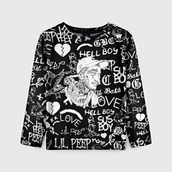 Лонгслив детский Lil Peep pattern автографы лого, цвет: 3D-принт