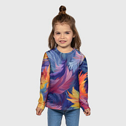 Лонгслив детский Радужные перья, цвет: 3D-принт — фото 2