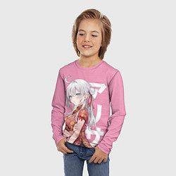 Лонгслив детский Алиса Кудзё - Аля иногда кокетничает со мной по-ру, цвет: 3D-принт — фото 2