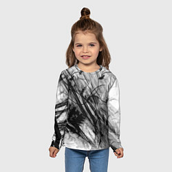 Лонгслив детский Серый абстрактный серо-черный шрих, цвет: 3D-принт — фото 2