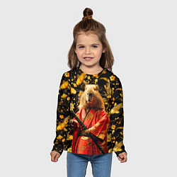 Лонгслив детский Капибара самурай, цвет: 3D-принт — фото 2