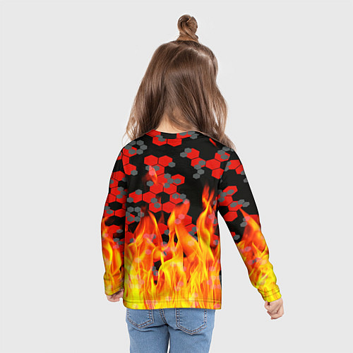 Детский лонгслив Герб РФ броня в огне / 3D-принт – фото 6