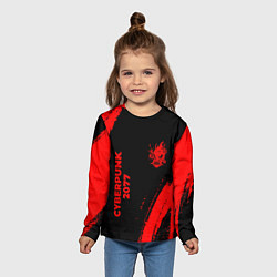 Лонгслив детский Cyberpunk 2077 - red gradient вертикально, цвет: 3D-принт — фото 2