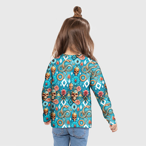 Детский лонгслив Паттерн змеи и черепа / 3D-принт – фото 6