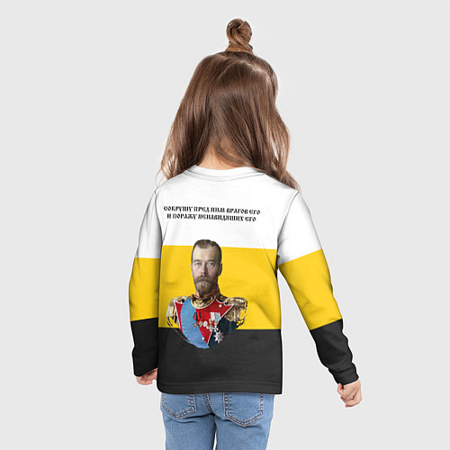 Детский лонгслив Сокрушу пред ним врагов его герб черный / 3D-принт – фото 6