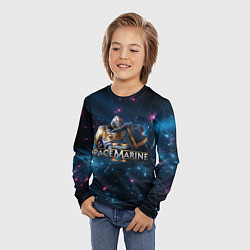 Лонгслив детский Warhammer 40000 space marine 2 ультрамарин в броне, цвет: 3D-принт — фото 2
