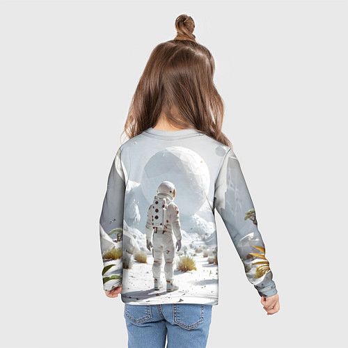 Детский лонгслив Астронавт на белой планете / 3D-принт – фото 6