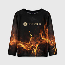 Лонгслив детский Deadlock logo на фоне огня, цвет: 3D-принт