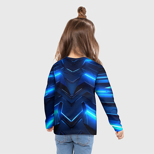 Детский лонгслив Deadlock logo и синий неон / 3D-принт – фото 6