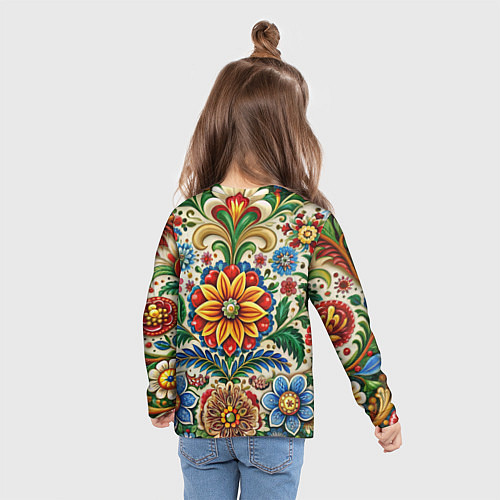 Детский лонгслив Русские классические узоры и орнамент / 3D-принт – фото 6