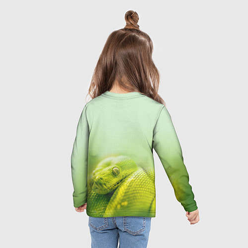 Детский лонгслив Символ 2025 года зеленая змея надпись: с новым год / 3D-принт – фото 6