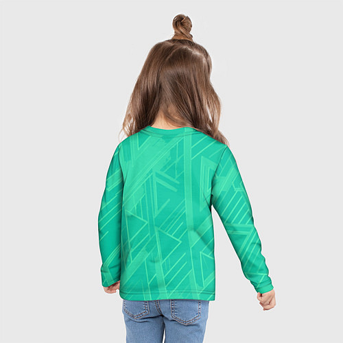 Детский лонгслив Мятный зелёный однотонный геометричный / 3D-принт – фото 6