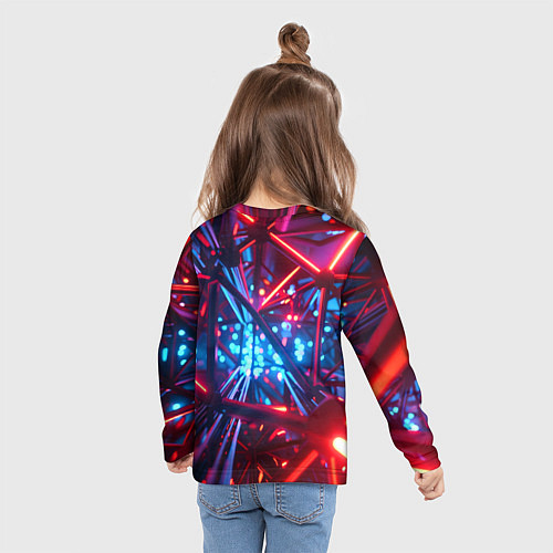 Детский лонгслив Неоновые трубки / 3D-принт – фото 6
