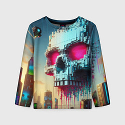 Лонгслив детский Cool pixel skull - ai art fantasy, цвет: 3D-принт