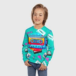 Лонгслив детский Кассеты и надпись 90s, цвет: 3D-принт — фото 2