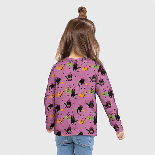 Детский лонгслив Хэллоуин и кот ведьмы / 3D-принт – фото 6