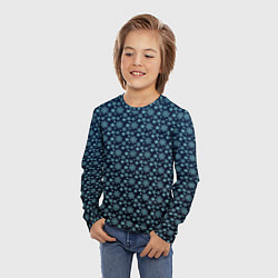 Лонгслив детский Тёмно-бирюзовый со снежинками градиент, цвет: 3D-принт — фото 2