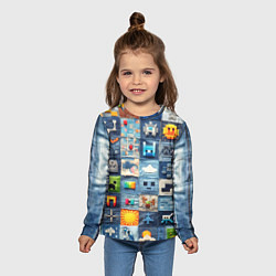 Лонгслив детский Minecraft фигуры на пэчворк, цвет: 3D-принт — фото 2