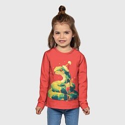 Лонгслив детский Новогодняя змея с бокалом шампанского, цвет: 3D-принт — фото 2