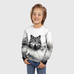 Лонгслив детский Голова серого волка, цвет: 3D-принт — фото 2