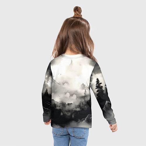 Детский лонгслив Голова серого волка / 3D-принт – фото 6