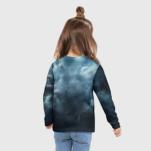 Детский лонгслив Волк ночью под луной / 3D-принт – фото 6