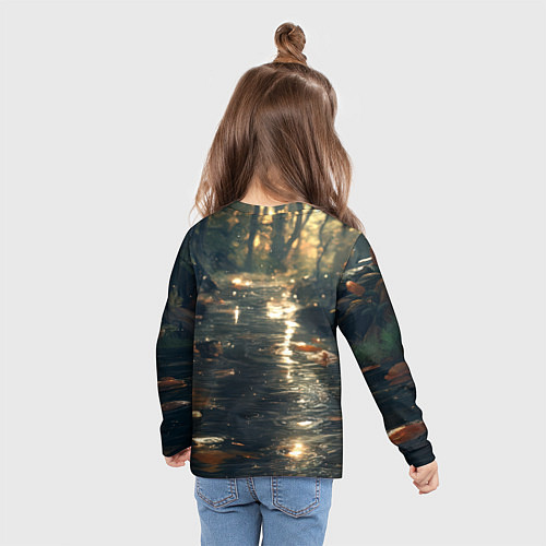 Детский лонгслив Выдра в летнем пруду / 3D-принт – фото 6