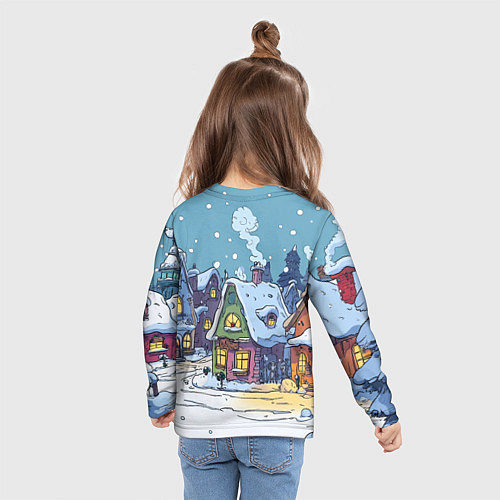 Детский лонгслив Зимние домики иллюстрация / 3D-принт – фото 6