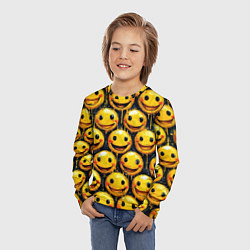 Лонгслив детский Смайлы краской с потеками, цвет: 3D-принт — фото 2