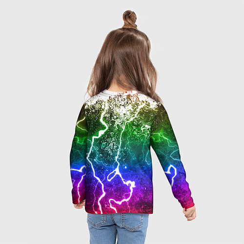 Детский лонгслив Wartunder неоновые брызги красок / 3D-принт – фото 6