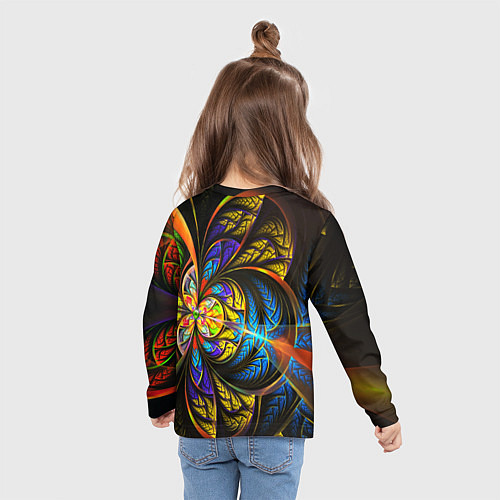 Детский лонгслив Фрактальный оптический узор в цвете / 3D-принт – фото 6