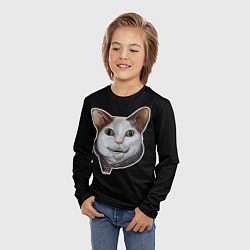 Лонгслив детский Кот - Бу испугался мем, цвет: 3D-принт — фото 2