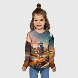 Лонгслив детский Космонавт на красочной планете, цвет: 3D-принт — фото 2