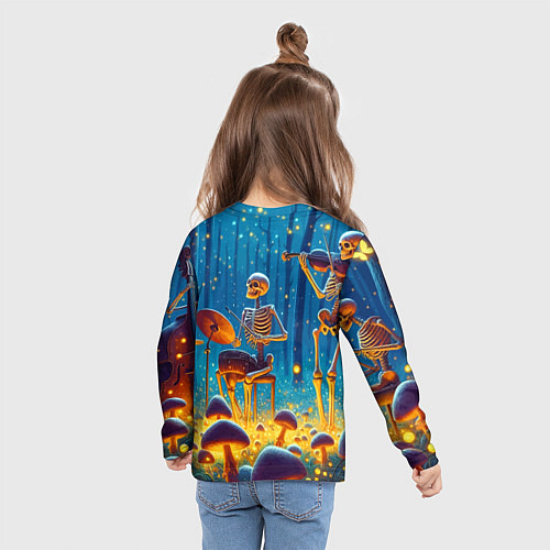 Детский лонгслив Квинтет скелетов в сказочном лесу / 3D-принт – фото 6