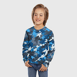 Лонгслив детский Синий армейский камуфляж, цвет: 3D-принт — фото 2