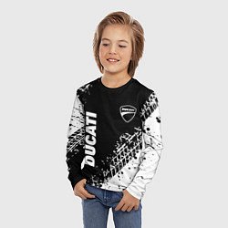 Лонгслив детский Ducati - следы от шин, цвет: 3D-принт — фото 2