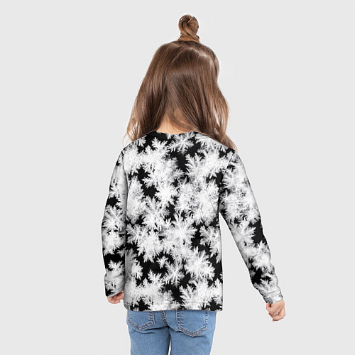 Детский лонгслив Снежинки на стекле / 3D-принт – фото 6