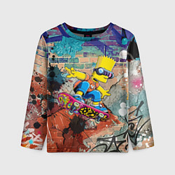 Лонгслив детский Bart Simpson on a skateboard - graffiti, цвет: 3D-принт
