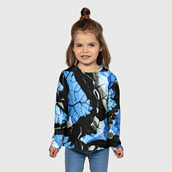 Лонгслив детский Чёрные линии на чёрно-синем фоне, цвет: 3D-принт — фото 2