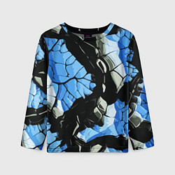 Лонгслив детский Чёрные линии на чёрно-синем фоне, цвет: 3D-принт