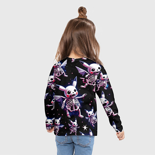 Детский лонгслив Паттерн из покемон скелетиков / 3D-принт – фото 6