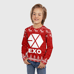 Лонгслив детский Новогодний Exo с оленями, цвет: 3D-принт — фото 2