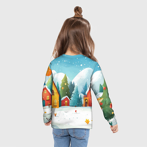 Детский лонгслив Новогодний городок иллюстрация / 3D-принт – фото 6